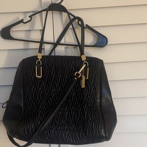 Coach Genuine Leather Shoulder Bag with Gold Details